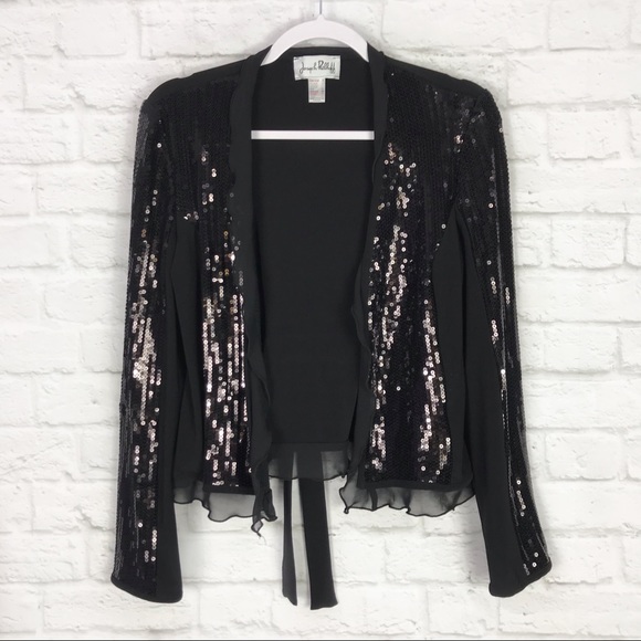 sequin open front cardigan